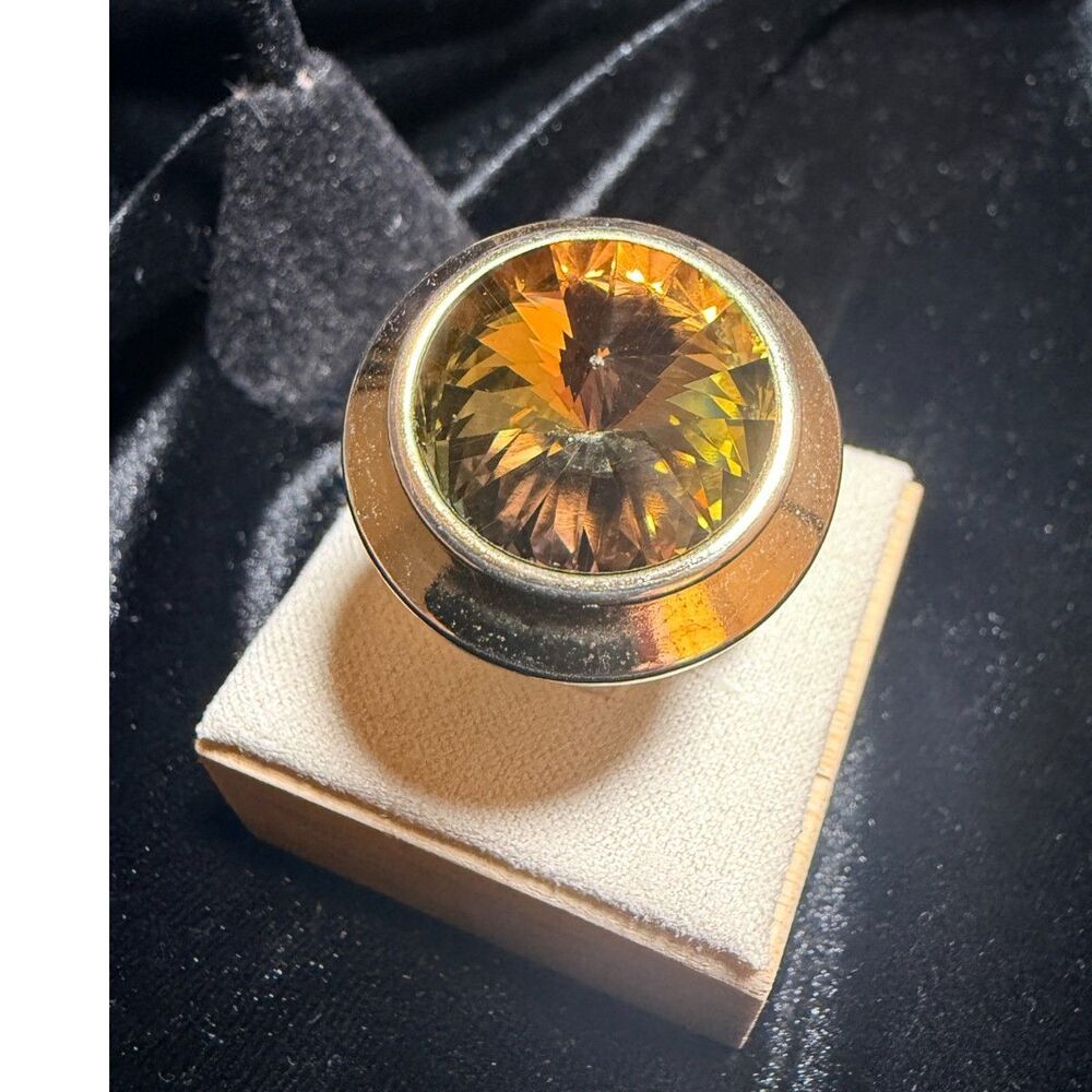 Vintage 1960s Whiting & Davis Watermelon Rivoli Cocktail Statement Ring size 7